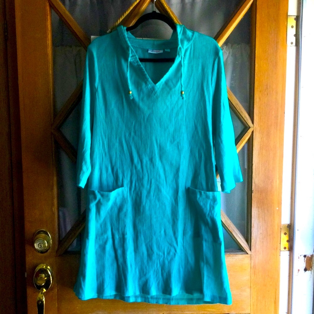 🆕 Denim & Co. Tunic Cover Up Dress 🩱🦋👙🐬👗🩴